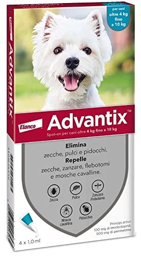 Bayer Avantix pour chiens 4-10 kg - 4 pipettes anti tiques et hannetons