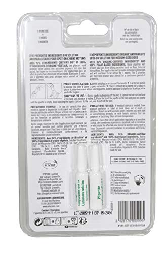 VETOCANIS Pipettes BIO Anti-Puces et Anti-Tiques pour Chien - Formule Naturelle - 2 Pipettes = 6 Semaines de Protection