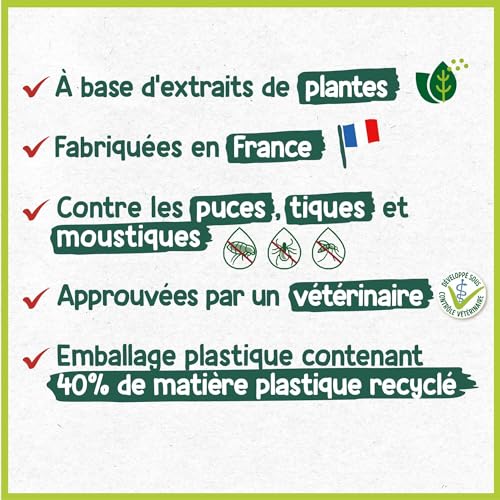 Anti puces chat HOPI Pipette 3 à 6 kg - 4 mois de protection - Extractions végétales - Pratique et facile - Fabriqué en 