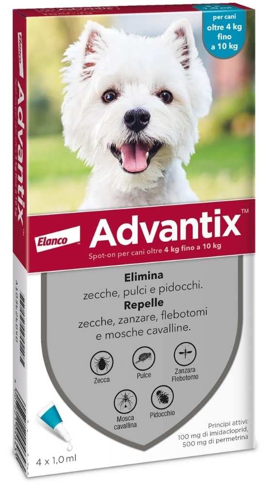 Bayer Avantix pour chiens 4-10 kg - 4 pipettes anti tiques et hannetons