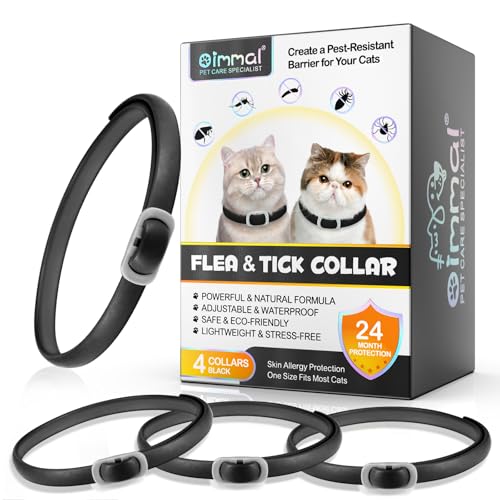 Collier Antipuces et Antitiques pour Chat Résistant à l'Eau, Protège Efficacement Contre Les Larves et Œufs pendant 24 M